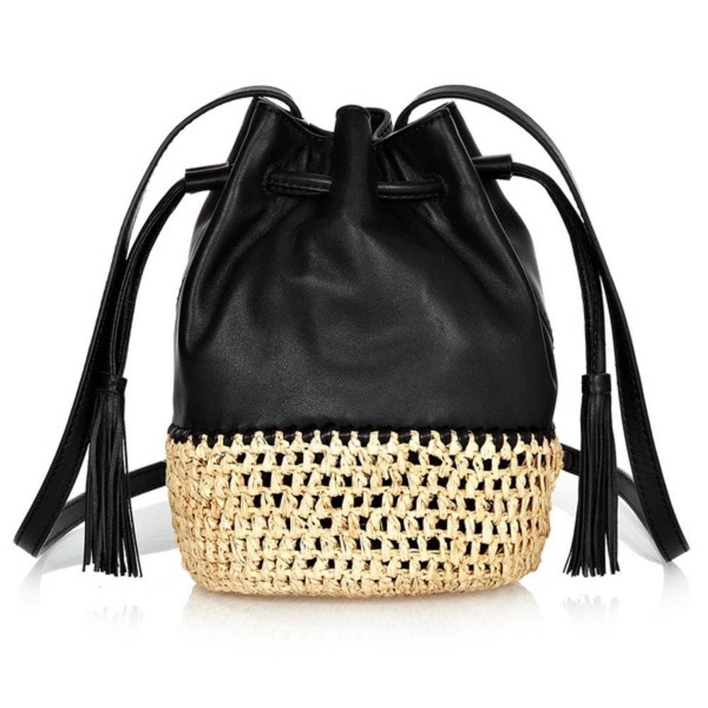 Loeffler Randall Leather and Raffia crossbody bag